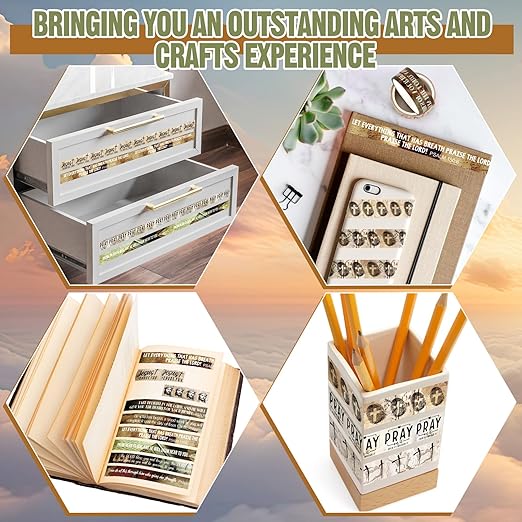 Janlaugh 24 Rolls Christian Washi Tape Gifts Bulk Religious Inspirational Scripture Supplies Bible Verse Tape for Bible Study Journaling Crafting Christmas Stocking Stuffers Gift(Rustic)