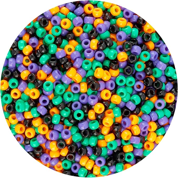 1100 PCS Halloween Pony Beads,Halloween Craft Beads for Bracelet Jewelry Making,Hair Bulk Bracelet,KandiBeads,Cuentas para Pulseras