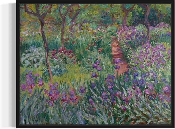 The Artist’s Garden Claude Monet Wall Art Print Poster, Impressionist Painting Wall Art Wall Decor, for Bedroom and Living room Bathroom Decor 115 (The Artist’s Garden, 8 x 10 inches, Black Frame)