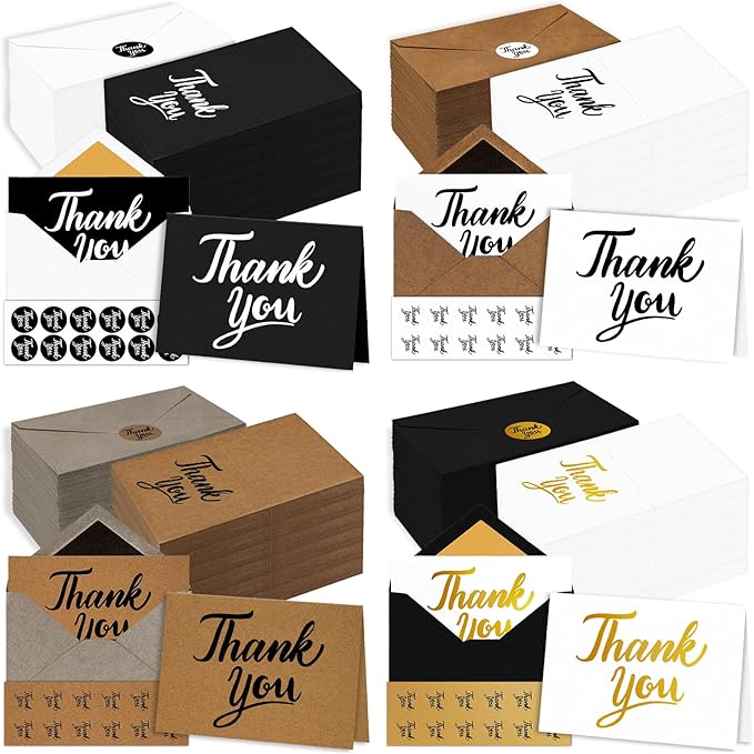 600 PCS Thank You Cards with Envelopes & Matching Stickers, Thank You Notes Bulk 4x6 Inch Minimalistic Design for Business, Baby Shower, Wedding, Small Business, Graduation, Bridal Shower, Funeral,Mixed