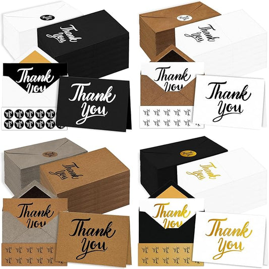 600 PCS Thank You Cards with Envelopes & Matching Stickers, Thank You Notes Bulk 4x6 Inch Minimalistic Design for Business, Baby Shower, Wedding, Small Business, Graduation, Bridal Shower, Funeral,Mixed