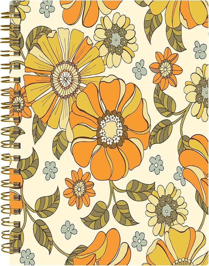 Spiral Journal Notebook,A5 Hardcover Lined Journals for Women 6 x 8.3 in,60 Sheets 120 Pages Thick Paper,Cute College Ruled Writing Notebook for Office Work School(Vintage Flower)