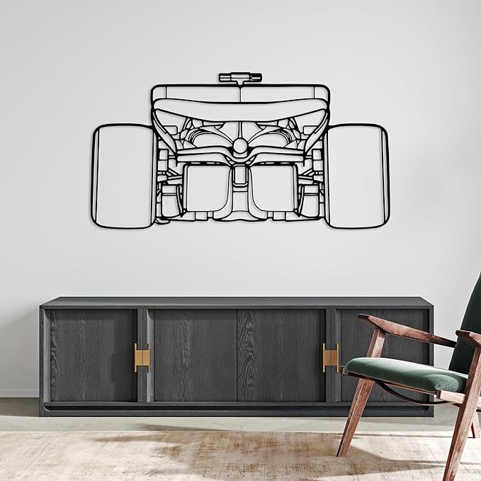 Formula Car Metal Wall Art, Sports Car Metal Silhouette, Formula Car Lovers Metal Wall Decor, Racing Gifts For Men, Minimalist Sculpture for Garage, Man Cave, Gift for Father's, (Black-35" x9.6" inch)