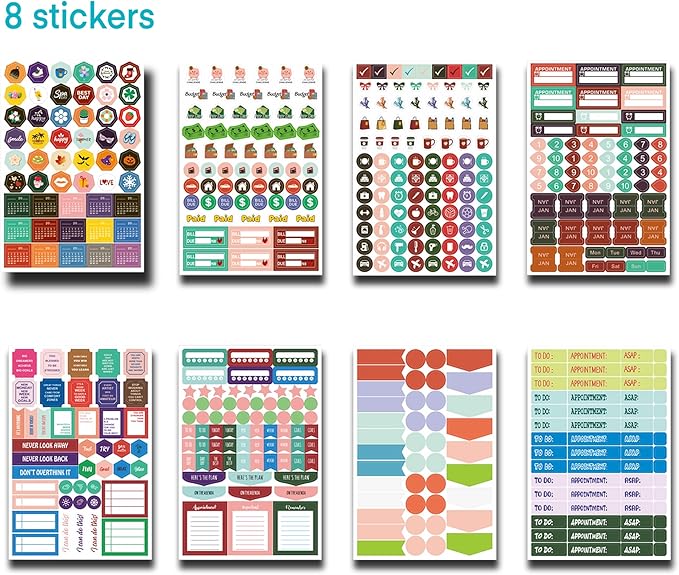 2026 Planner, Weekly and Monthly Planner, January 2026 - December 2026, Calendar Planner A5 (6.5" x 8.5") with Tabs With 8 stickers, Inner Pocket for Home School Office Supplies (Blue)