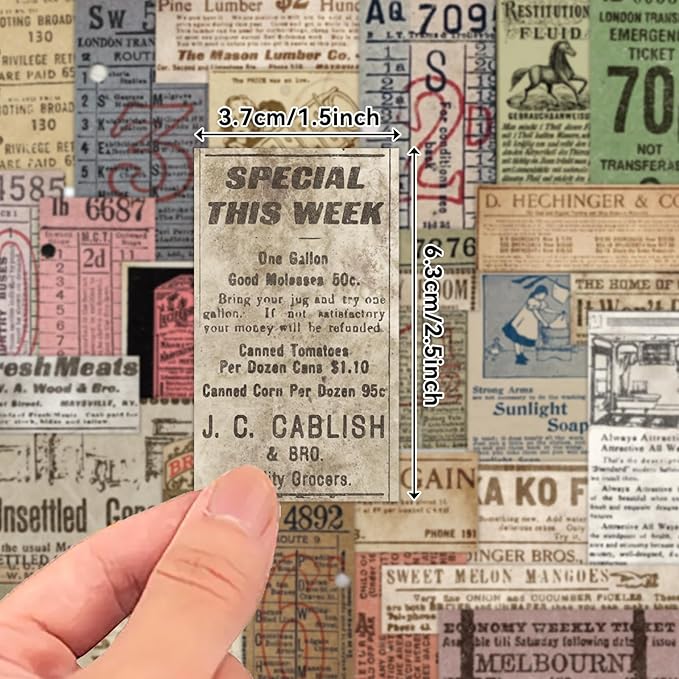 Vintage Stickers, 150 Pcs Scrapbooking Supplies for Bullet Journals, Planners, Letter, Card Album Making, Collage Art, Crafts, Water Bottle