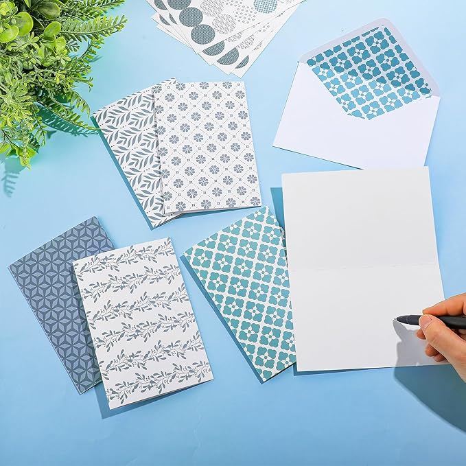 Tenceur 100 Pack Assorted Blank Note Cards with Envelopes and Stickers Floral Greeting Cards 4 x 6 Inch Stationary Postcards for Office Home Business Supplies (Floral)