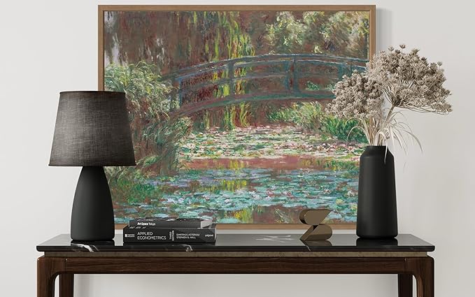 Water Lily Pond Claude Monet Wall Art Print Poster, Impressionist Painting Wall Art Wall Decor, for Bedroom and Living room Bathroom Decor 115 (Water Lily Pond, 8 x 10 inches, Wood Frame)
