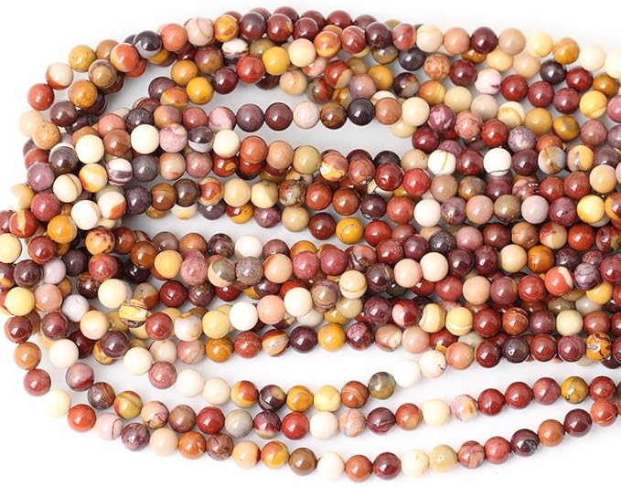 60PCS 6mm Natural Moonkaite Jasper Gemstone Round Loose Beads for Jewelry Making DIY Handmade 1 Strand 15"