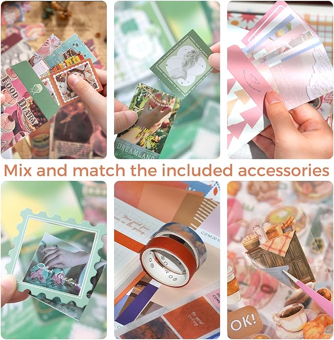 Funto Scrapbooking Kit(154 PCS), Food Series-Until Sunset, Perfect for Bullet Scrapbooking Materials, Planner DIY Arts Craft Collage
