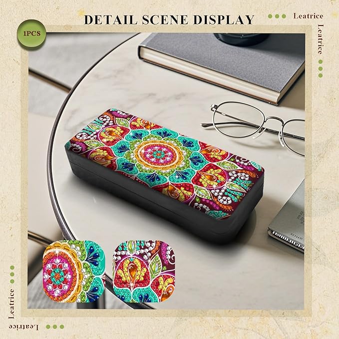 Leatrice Mandala Diamond Art Kits for Adults Small Diamond Painting Kit Gem Art Paint by Diamonds Dot Eyeglass Case Hard Shell 5d Diamond Art DIY for Beginner Women