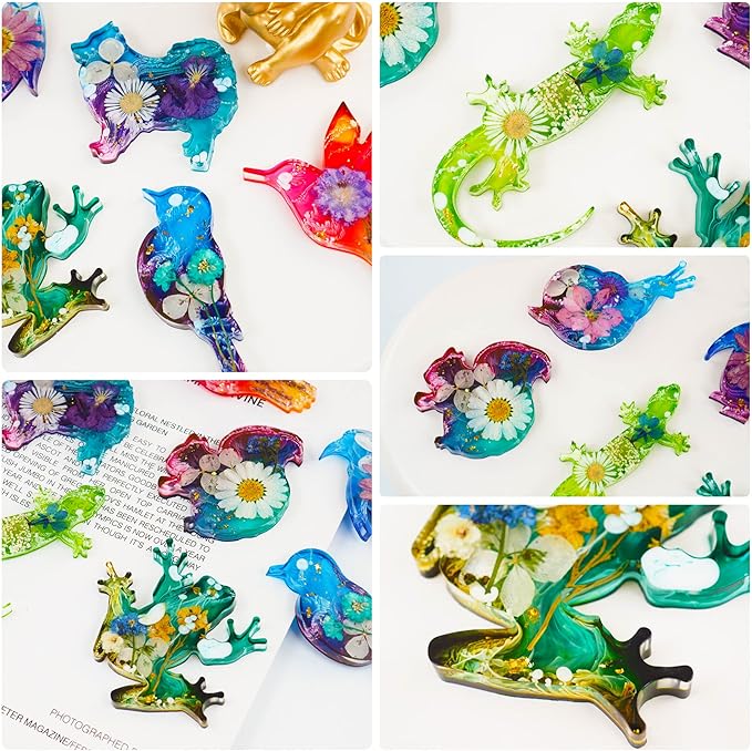 Pulcher Resin Molds, 16 Marine Terrestrial Amphibious Animals Keychain Making Silicone Mold for Epoxy Resin Casting Craft DIY Pendants Ornaments Decoration Gift