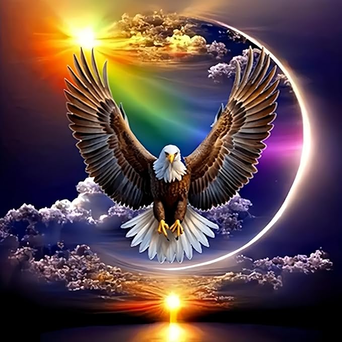 GXGLLPZBY Diamond Art Kits for Beginners,Eagle with Sunset Sky Diamond Painting Kits for Adult, 5D DIY Full Drill Paint by Diamonds Dot Gem Art Painting Kits,for Home Wall Decor 13.8X13.8inch