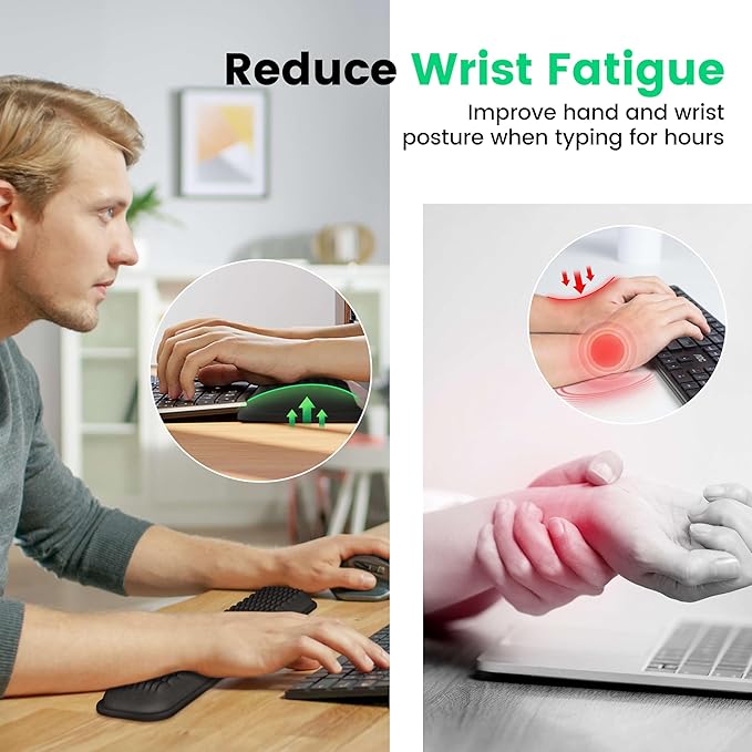 MEKASS Keyboard Wrist Rest, Soft Memory Foam Wrist Support for Keyboard, Keyboard Hand Rest Pad for Wrist Pain Relief, Keyboard Wrist Guard for Long Hours of Work, Gaming, Studying（Pink）