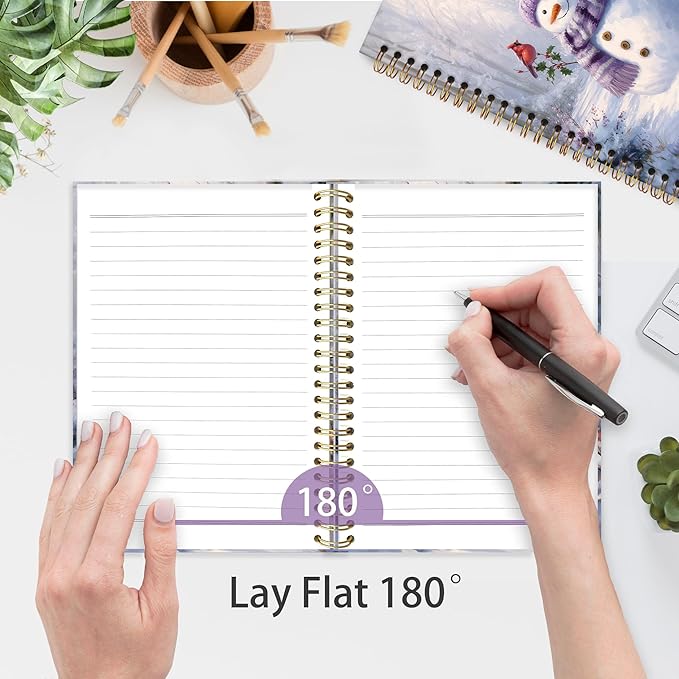 XNXLDYLH Purple Winter Christmas Snowman Notebook Journal, Vintage Spiral Notebook, Nature Woodland Journals Notebooks for Women Men, Christmas Winter Cardinal Office School Supplies Gifts, 5.5x8.3In