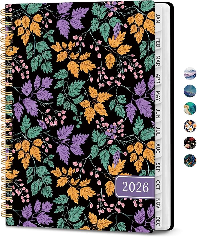 2026 Planner, Monthly and Weekly Calendar Planner for Women, Jan 2026 - Dec 2026, Hardcover Pretty 2026 Agenda Planner Book with Tabs, Spiral Bound, Perfect for School Office Home Supplies, 6.3" x 8.5" - Fall Harmony
