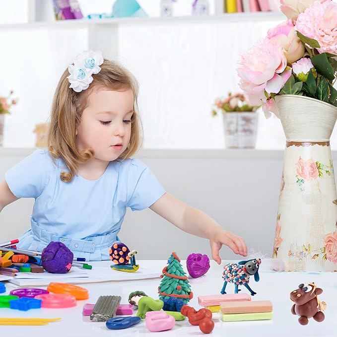 Polymer Clay Kits 50 Colors,Christmas Modeling Clay for Kids DIY Mold Oven Bake Clay with Storage Box Sculpting Tools and Accessories,for Kids Adult and Artist Friendly Ideal Gifts