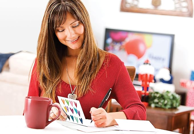 Better Office Products 100-Pack All Occasion Greeting Cards, Assorted Blank Note Cards, 4 x 6 inch, 6 Contemporary Heart Designs, Blank Inside, with Envelopes, 100 Pack