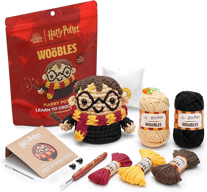 The Woobles Beginners Crochet Kit with Easy Peasy Yarn as seen on Shark Tank - with Step-by-Step Video Tutorials - Harry Potter
