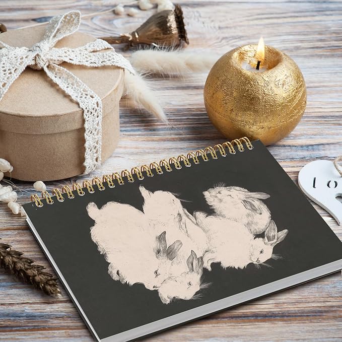 Cute Bunny Spiral Notebook for Women, Rabbit Aesthetic Spiral Journal, Girly Notebooks for Note Taking, Bunny Gifts for Women, Vintage Hardcover Spiral Notebook 5.5x8.3Inch