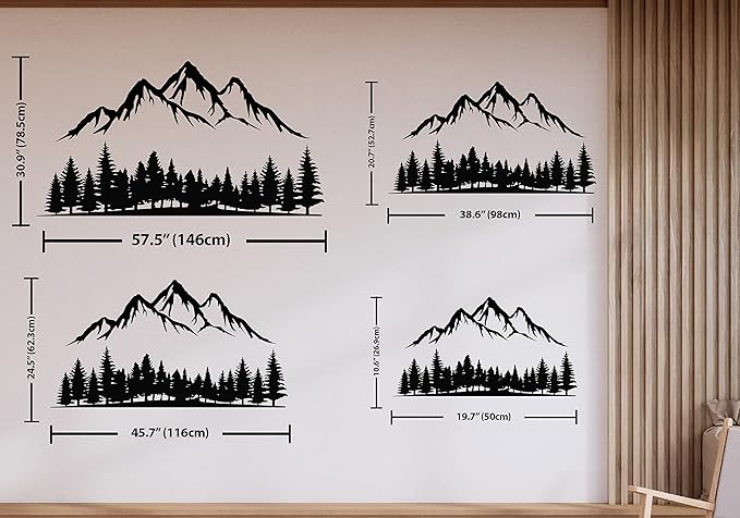 DecoSoul Mountain & Forest Metal Wall Art, Yard Mountain Range View, Outdoor Nature Forest Decorations, Wildlife Lover Gift, Large Hill Tree Decor, Home Decor for Living Room, Housewarming Gift