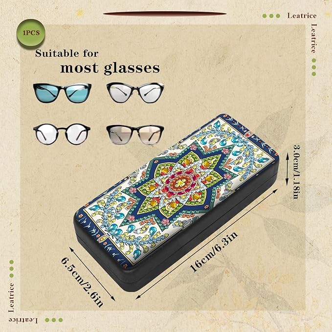 Leatrice Mandala Diamond Art Kits for Adults Small Diamond Painting Kit Gem Art Paint by Diamonds Dot Eyeglass Case Hard Shell 5d Diamond Art DIY for Beginner Women