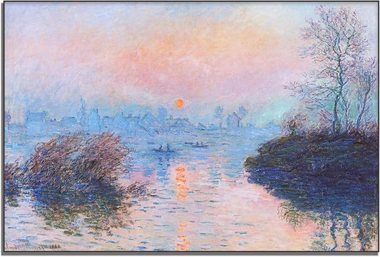 Claude Monet Wall Art Sunset on The Seine At Lavacourt, Winter Effect Poster Impressionist Art Nature Landscape Oil Painting Print Vintage Poster Room Aesthetic Decorate Unframed(16x24in/40x60cm)