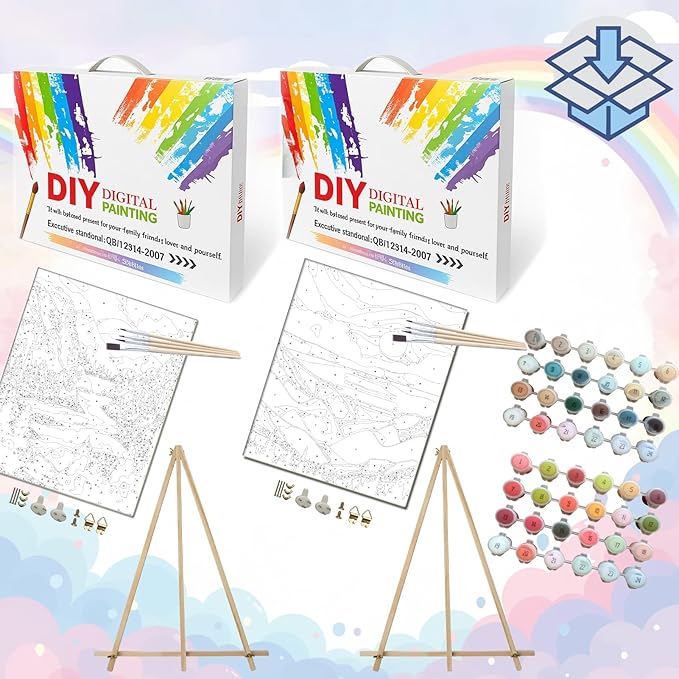 BAISITE Paint by Numbers Kit for Adults Beginners,16" Wx20 L 2 Pack Canvas for Painting Kits for Adults in Colorful Box 1112 Already Framed