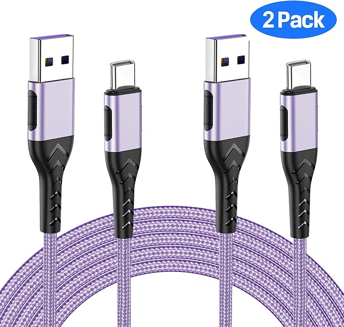 Durcord USB C Charger Cable, 2Pack 6ft USB Charger Fast Charging Type C Cord Cable, Type C Charger Cable Compatible with iPhone 15 Pro/Plus/Max/Android/Phone/Pad-Light Purple