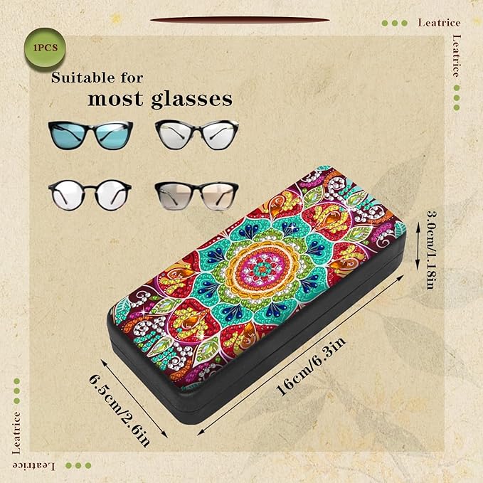 Leatrice Mandala Diamond Art Kits for Adults Small Diamond Painting Kit Gem Art Paint by Diamonds Dot Eyeglass Case Hard Shell 5d Diamond Art DIY for Beginner Women