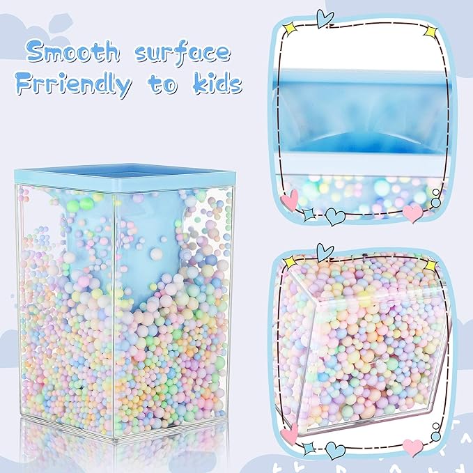 2 Pieces Cute Bubble Pen Holder Multi-purpose Desktop Organizer Back to School Gift Kawaii Office Supplies Pastel Desk Accessories Stationery Makeup Brush Holder with Bubble Ball (Blue and Green)