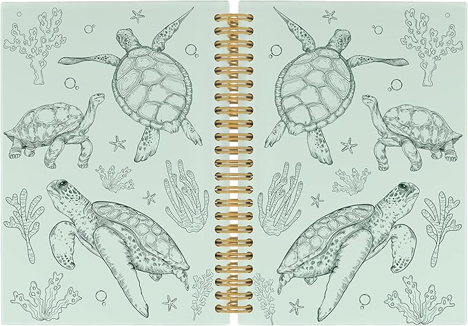 Sea Turtle Journal Notebook - Ocean Sea Life Coastal Themed Aesthetic Notebooks College Ruled for Office School Classroom, Gifts for Women Girls Kids, Hardcover Spiral Notebook 5.5"x8.3"