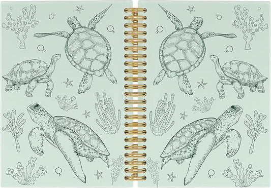 Sea Turtle Journal Notebook - Ocean Sea Life Coastal Themed Aesthetic Notebooks College Ruled for Office School Classroom, Gifts for Women Girls Kids, Hardcover Spiral Notebook 5.5"x8.3"
