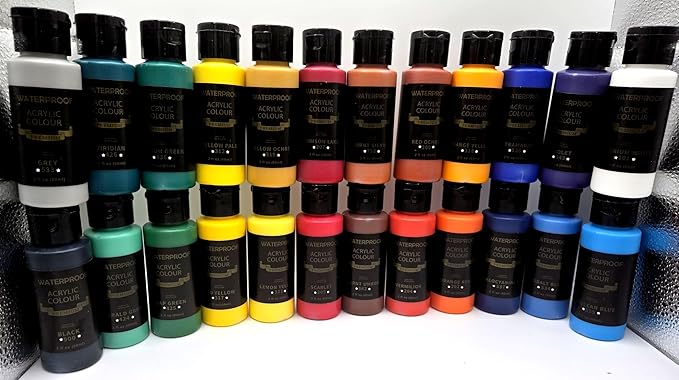 Acrylic Paint Set for Kids & Adults - Non Toxic Rich Pigments Artist Quality Great Color Jars Set for Professional Painting on Canvas, Wood, Fabric and More (24 Colors (2 Ounce Each)) MD-A13-2