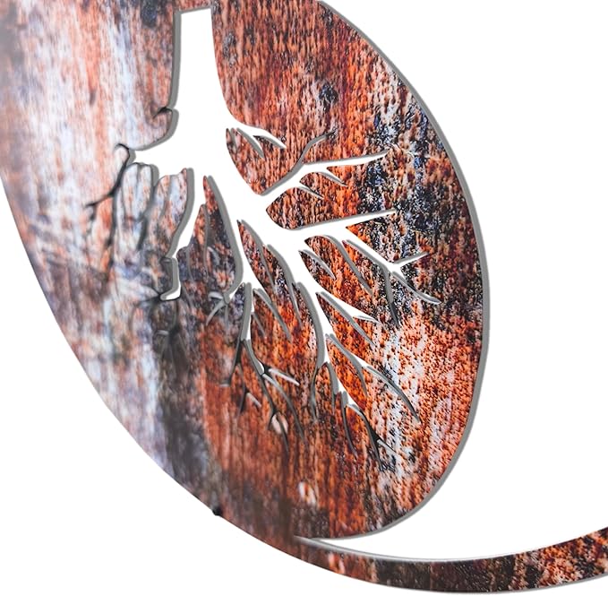 Venovez Yin Yang Wall Decor (Wood-Metal) Tree of Life Wall Art, Yin Yang Decor, Metal Wall Decor, Interior Decoration, Wall Hangings, Garden, Living Room, Office, Floating Effect, Easy to Hang