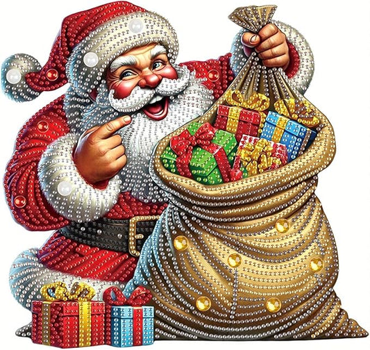 Tontut Diamond Painting Kits for Adult Beginners, Quirky Father Christmas 5D Special Diamond DIY Crystal Rhinestone Crafts for Christmas Home Wall Decoration