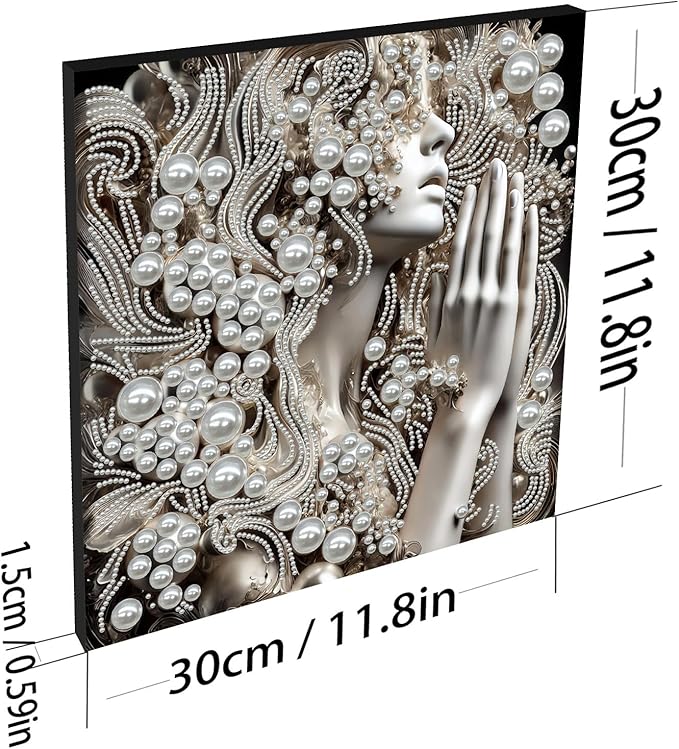 DIY Pearl Painting Kit with Wooden Frame, 3D Plastic Pearl Gemstone Ocean Art Craft for Adults Beginners, Diamond Art Kits for Adults, Home Wall Decor Ready Gift for Women(Praying Woman)(30 * 30cm)