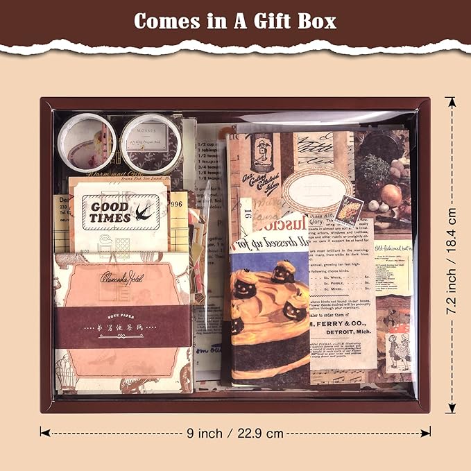 Scrapbooking Supplies Kit, 351pcs Bullet Junk Journal Kit with Journaling Supplies, Vintage Aesthetic Scrapbook Paper A6 Grid Notebook, Scrapbook Kit, Craft DIY Gift for Adult Teen Girl Kid Women