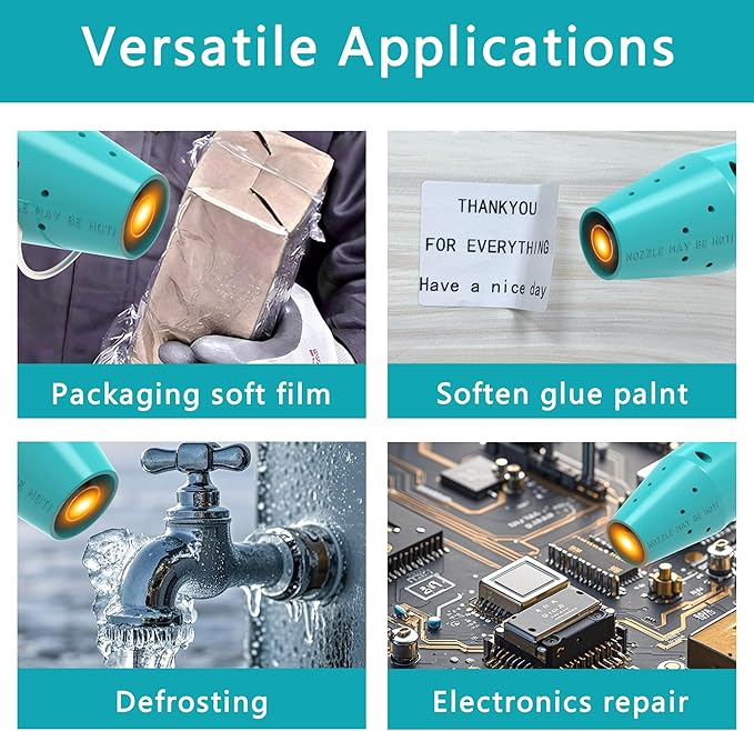 Heat Gun, Mini Heat Gun for Shrink Tubing, for DIY Crafts, 300W Heat Air Gun with Reflector Nozzle, Shrink Wrap Gun Tool for Packaging PVC, Drying Paint, Clay - green