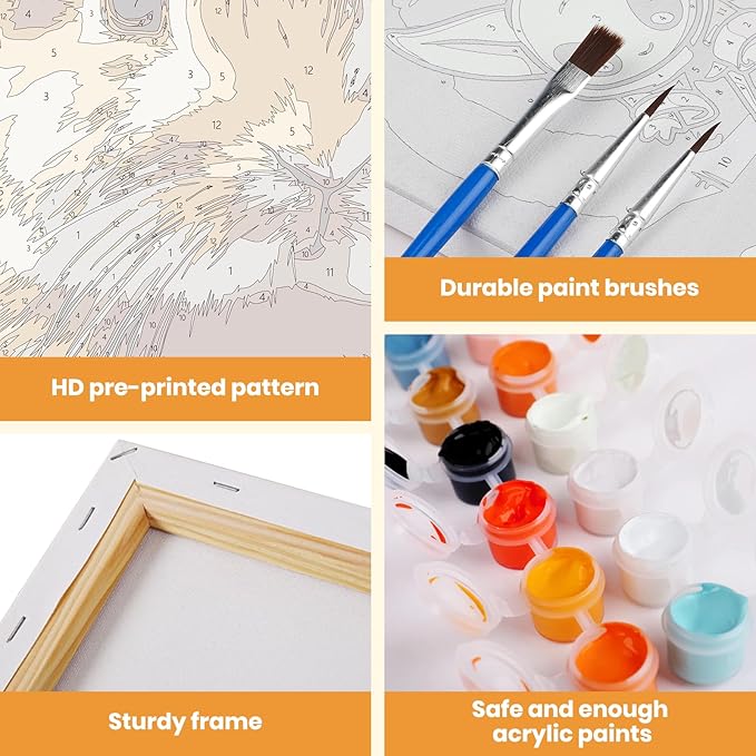 MXJSUA Easter Framed Paint by Numbers for Adults Beginners, Easy Adults' Paint-by-Number Kits on Canvas with Easel, Flowers Bunny Acrylic Number Painting Crafts Kits Gifts for Home Decor, 8x12inch