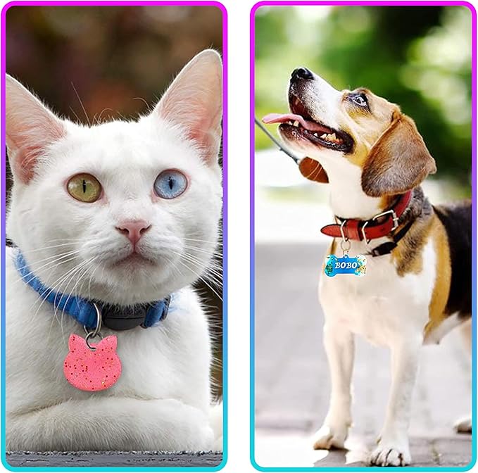 SAGOOITS Pet Tag Resin Mold Silicone,with Letter Resin Stickers and 10Pcs Keychains,Dog Tag Molds for Resin, Bone Cat Shaped Keychain Silicone Resin Molds DIY Crafts Making Tag Charm Pendant