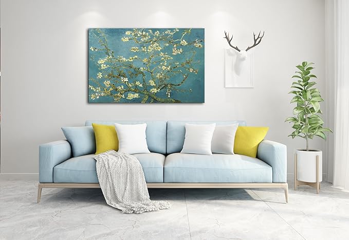 msspart Almond Blossom Tree by Vincent Van Gogh Oil Paintings Reproduction, Giclee Canvas Prints Wall Art for Bedroom Bathroom Home Decorations 32"x48"