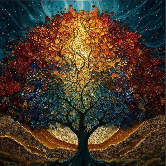 JYXSJYYD 5D DIY Diamond Art Kits for Adults,Colorful Tree Diamond Paintings Kits for Beginners,Paint by Diamonds Dot Full Drill Round Art Crafts,Home Wall Art Decor 13.8x13.8 inches