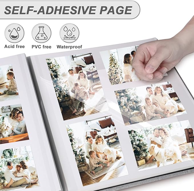 Photo Album Self Adhesive Pages for 4x6 5x7 8x10 Pictures Magnetic Scrapbook Photo Albums with Sticky Pages Books with A Metallic Pen for Baby Wedding Family 13.2x12.8 Pink 40 Pages