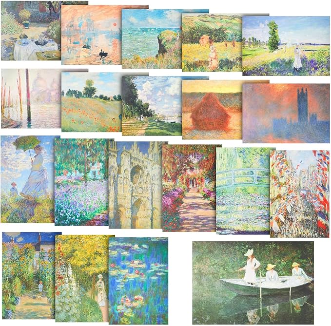 The Gifted Stationery Wall Art Monet Poster Set - 20 Pack, 13 x 19 in, Multicolor - Office & Dorm Room Wall Decor - Apartment Decor & Aesthetic Art Prints
