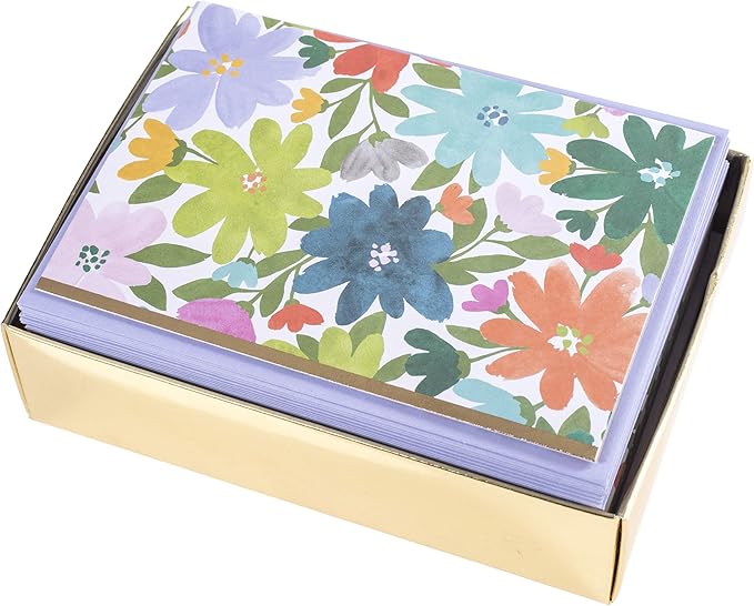 Graphique Boxed Cards, Flower Power – Includes 16 Cards with Matching Envelopes and Storage Box, Cute Stationery Made on Durable Cardstock, Cards Measure 4” x 5.625”