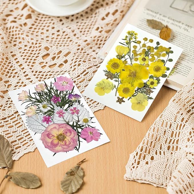 173Pcs Real Dried Pressed Flowers for Crafts - Natural Dry Flower Kit for Resin, Stickers, Bookmarks, Candle Making, Soap, Nail Art, Frames, Invitations & Jewelry