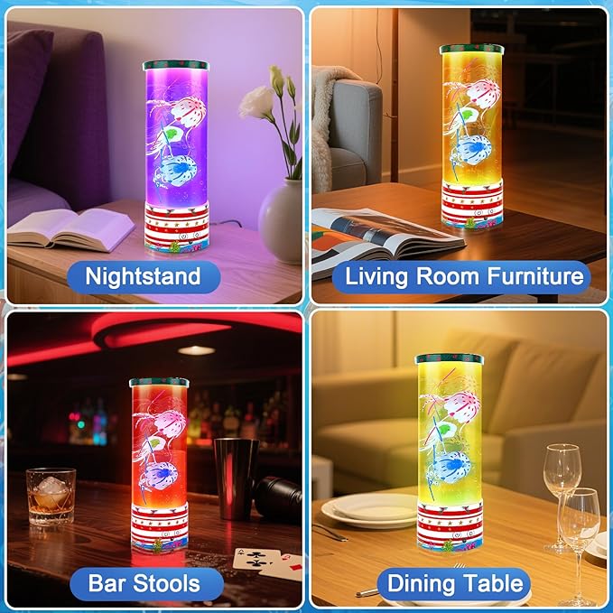 Jellyfish Lamp Night Light Christmas Gifts, Table Lamp for Room Mood Light, Relaxation and Sleep, Birthday Gifts for Women, Kids, Girls and Men, Jelly Fish Tank for Birthdays and Holiday