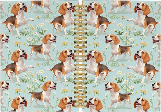 Cute Dog Beagle Floral Journal Notebook - Puppies Dog Flower Notebooks College Ruled for Work School, Gifts for Dog Mom Dog Lover, Office Supplies, Hardcover Spiral Notebook 5.5"x8.3"