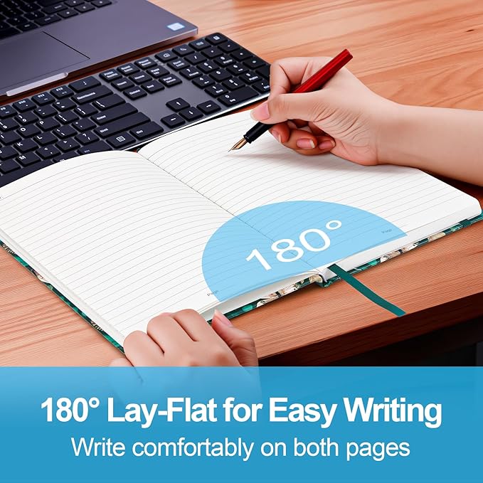 Lined Dotted Journal Notebook A5 (6x8), Dot Grid Hardcover PU Leather Writing Journal with Japanese Paper, 160 Pages, Gift for Women and Men, Work & Note Taking