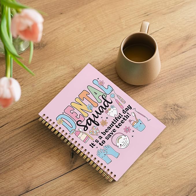 Dental Dentist Gifts Notebook, Dental Assistant Graduation Gifts Journal, Pink Dental Squad Spiral Notebook Journal for Note Taking, Dentist Office Supplies, 5.5x8.3 Inch